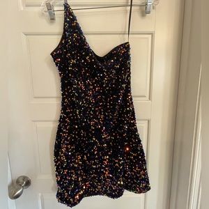 SHEIN Love & Lemonade One Shoulder Mini Sequence Dress Size: Medium NWT
